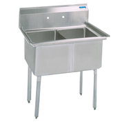 Bk Resources 25.8125 in W x 37 in L x Free Standing, Stainless Steel, Two Compartment Sink BKS-2-1620-12